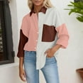 thumbnail image 2 of YDFCWXW Women's Color Block Long Sleeve Button Down Boyfriend Shirt Blouses White, XL, 2 of 6