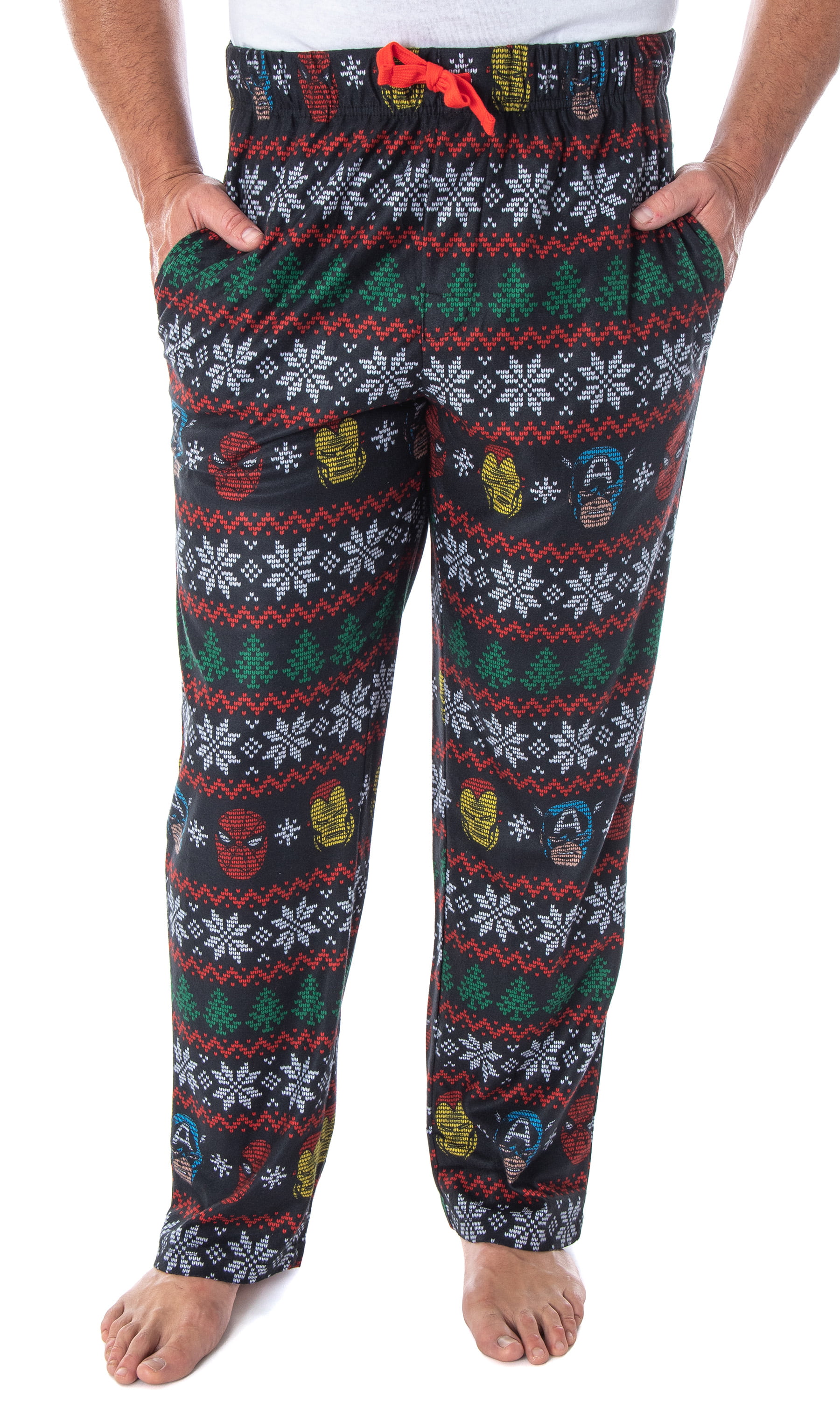 Mens Pyjamas Adults Lounge Pants Superhero Batman Christmas Cuffed Cotton Gift