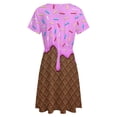 thumbnail image 5 of Chocolate And Strawberry Icecream Dress Fashion Beach Short Sleeve Dresses Female Party Printed Sundress, 5 of 7