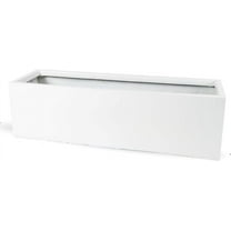 Glossy White Rectangle Flower Pot Modern Rectangular Balcony and Window Planter Box, 8" H x 8" W x 20" L - The Essentials Series