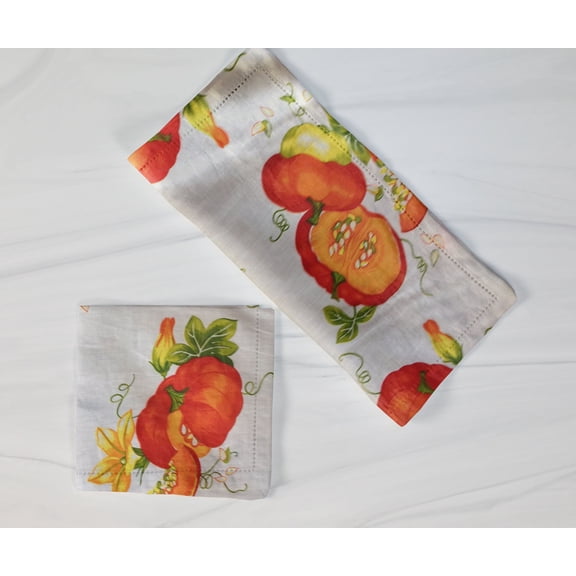 Cotton Pumpkins Slices Napkins 18"X18"