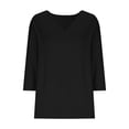 thumbnail image 5 of jjayotai Womens Summer Tops 3/4 Sleeve Casual Dressy Shirts V Neck Loose Fitted Blouses Business Work Tops, 5 of 6