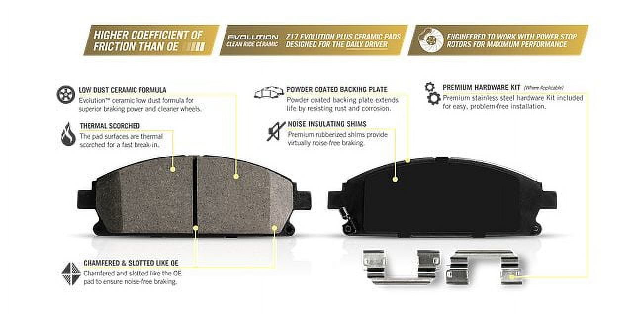 PowerStop Rear Stock Replacement Brake Pad and Rotor Kit with Calipers Fits: HYUNDAI Select Models KCOE170A