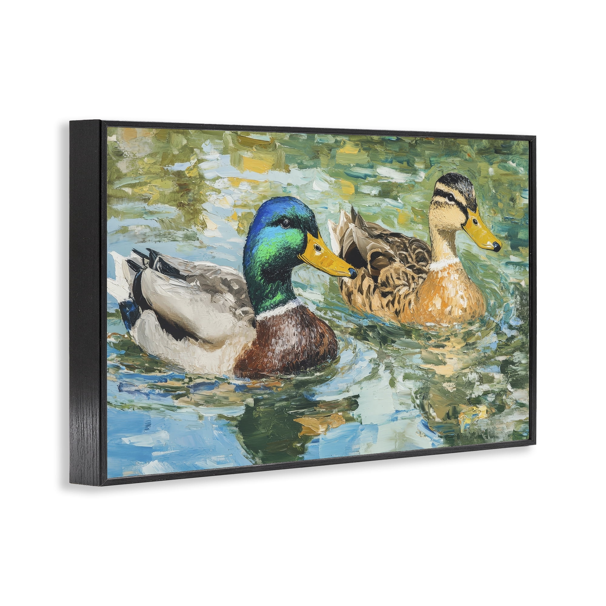 Stupell Industries Ducks Out For A Swim Black Framed Giclee Art, design by Petal Prints Design