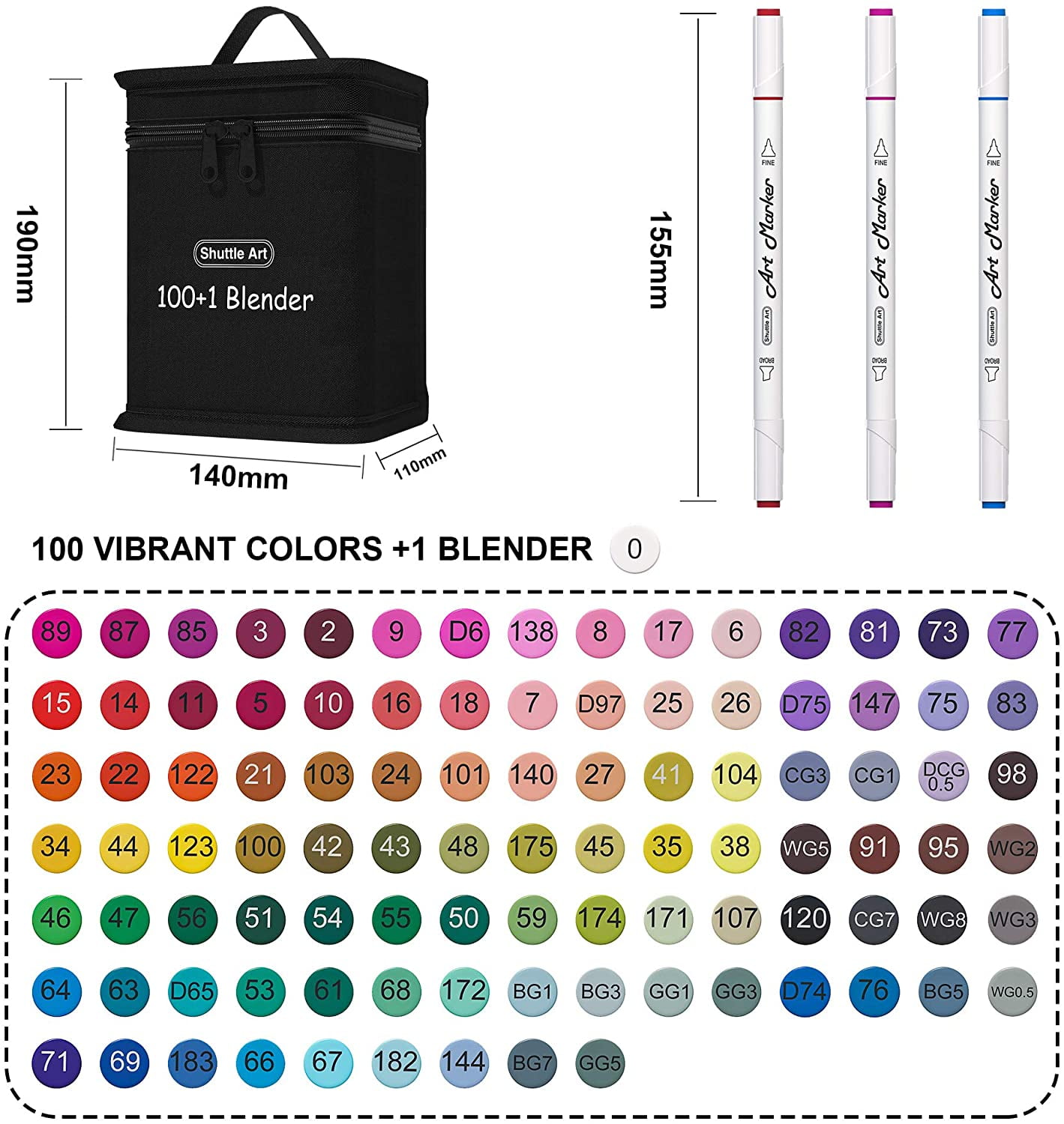 Soucolor Alcohol Markers Set, 101 Dual Tip Permanent Artist Coloring  Markers for Adult Coloring Books, Sketching and Illustrations, Card Making  Art