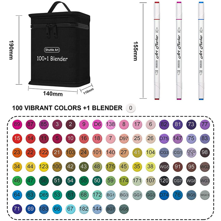 Shuttle Art 101 Colors Dual Tip Alcohol Based Art Markers
