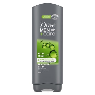 Dove Men+Care Body and Face Wash, with 24-hour Nourishing Micromoisture, Extra Fresh, Men's Body Wash, 532ml