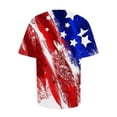 thumbnail image 4 of Hauts d'Été Grande Taille pour Femmes Hauts d'Été Décontractés Col Rond Manches Courtes T-Shirts Imprimé Drapeau Ajusté Basiques Tops Tees Blouses T-Shirt Col en V Femmes en Liquidation, 4 of 6