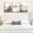 thumbnail image 7 of Neutral Mountain Wall Art Set of 3, Forest Landscape Canvas Artwork Modern Pictures Abstract Watercolor Painting Prints for Wall Decor Aesthetic, for Living Room Bedroom Framed 12x16 inch, 7 of 7