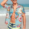 thumbnail image 5 of Lsque Colorful Donut pattern Hawaiian Shirt for Men, Unisex Summer Beach Casual Short Sleeve Button Down Shirts-X-Large, 5 of 9