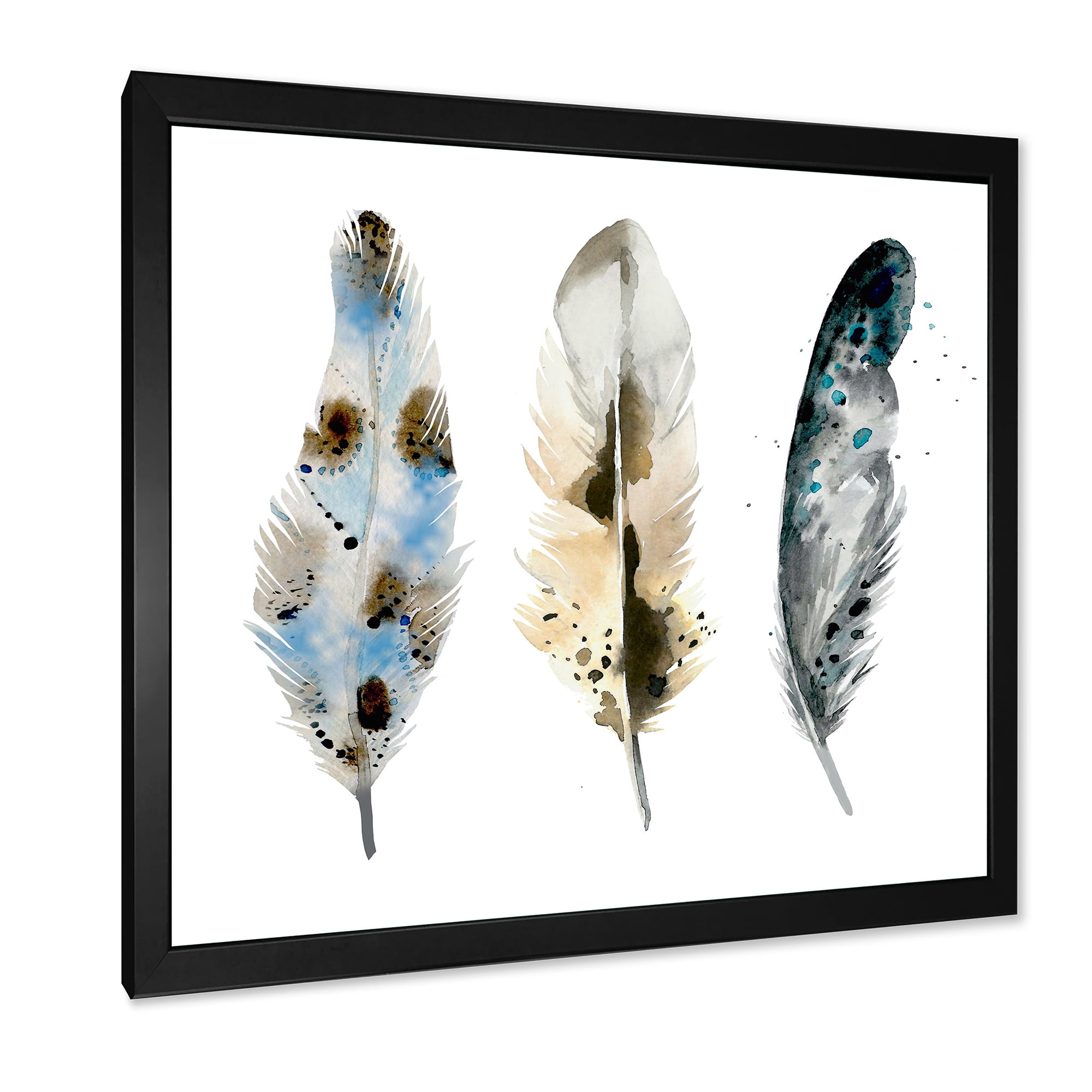 Designart 'Colourful Boho Art Feathers V' Bohemian & Eclectic Framed Art Print