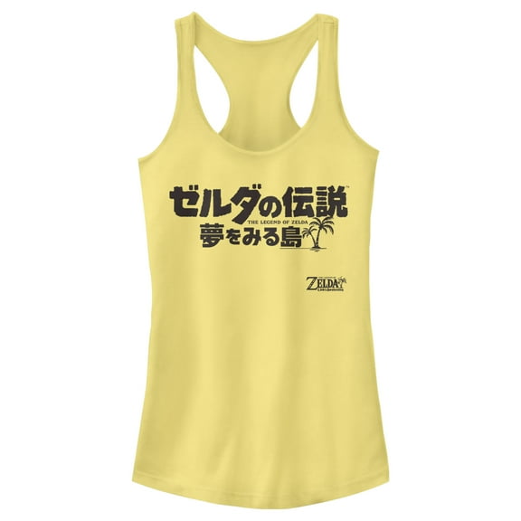 Junior's Nintendo Legend of Zelda Link's Awakening Japanese Character Logo  Racerback Tank Top Banana 2X Large