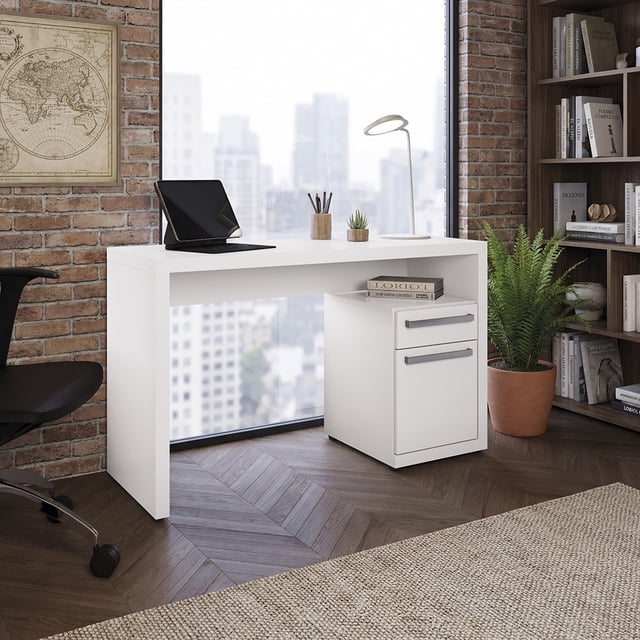 Escritorio Moderno Kappesberg 120cm Blanco con Cajón y Puerta