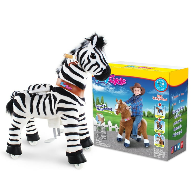 PonyCycle Zebra Plush Ride-On Toy for Kids, Stable and Kid PonyCycle Zebra Plush Ride-On Toy for Kids, Stable and Kid