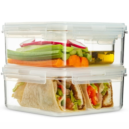 Top Sandwich Prep Unit Komax HIKIPS Sandwich and Salad Lunch Box Containers with Dressing Container (Set of 3). Airtight, Leakproof, Perfect Microwavable Meal Prep Containers. Dishwasher Safe and BPA-Free ()