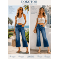 thumbnail image 4 of DOKOTOO Women's High Waisted Jeans Stretchy Comfort Fit Flared & Straight Leg Trendy Raw Hem Loose Fit 90s Retro (Plus Size Available), 4 of 9