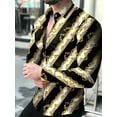 thumbnail image 1 of Máscara para fiesta de graduación máscara dorada máscara morada máscara negra patrón HD suave cómoda diseño de diseñador moderno camisa abotonada, 1 of 6