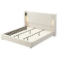 thumbnail image 2 of Paxton Modern King Upholstered Bed, Platform Bed with Wingback Headboard, USB Port, Reading lamp, Beige, 2 of 7