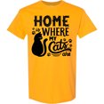 thumbnail image 3 of Inktastic Home is Where My Cats Are with Cat Illustration and Pawprints T-Shirt, 3 of 5