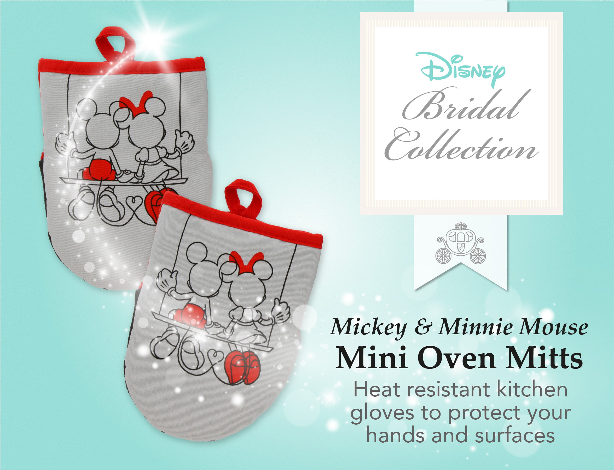 Disney Kitchen Neoprene Mini Oven Mitts, 2pk-Heat Resistant Oven Gloves  with Insulation Ideal for Handling Hot Kitchenware-Non-Slip Grip, Hanging  Loop, 5.5 x 7 Inches - Mickey and Minnie Swing 