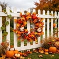 thumbnail image 6 of Yhmxh 18 Inch Fall Wreath for Front Door Decor, Artificial Maple Leaves Pumpkins Sunflower Wreath Decor, Farmhouse Autumn Harvest Wreath for Window Porch Thanksgiving & Outdoor Decor, 6 of 6