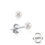 ChicSilver 925 Sterling Silver Pearl Stud Earrings for Women, Freshwater Cultured White Pearl Earrings 4-10mm, Hypoallergenic Small Pearl Earrings for Sensitive Ears, Gift Jewelry