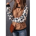 thumbnail image 2 of ABPHQTO Top de mujer color albaricoque con mangas de leopardo en contraste, 2 of 5