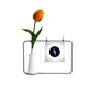 thumbnail image 1 of Musica Flat firma negro blanco Tarjeta de jarrón artificial de tulipanes, 1 of 3