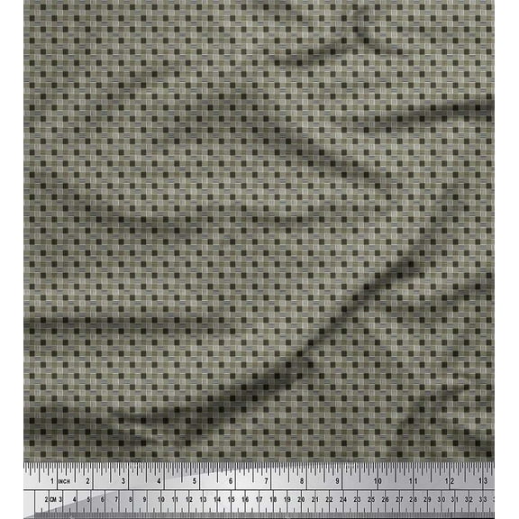 Soimoi Cotton Duck Fabric Check Shirting Printed Craft Fabric by The Yard 42 Inch Wide