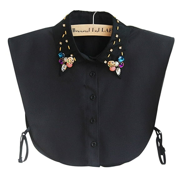 LoudSung False Collar Detachable Half Shirt Blouse Elegant Fake Collar Crystal Dickey Decorative Design for Women Girls
