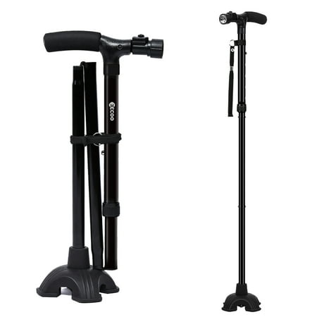 Elegant Walking Sticks - Estink Folding Walking Cane Lightweight Walking Stick with LED Light and Cushion Handle Adjustable Folding Cane for Men and Women