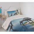 thumbnail image 2 of Ambesonne Animal Quilted Coverlet 2 Pcs, Wild Suchomimus Dinosaur, Twin Size, Blue Green Grey, 2 of 5