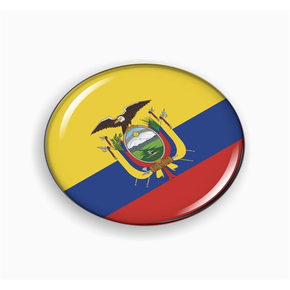 Ecuador Flag 3D Domed Round Automotive Emblem