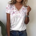 thumbnail image 2 of Patlollav Blouses Womens Summer V-Neck Lace Patchwork Short Sleeve Sexy Tops, 2 of 6
