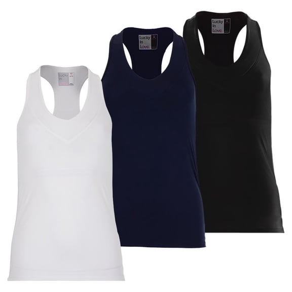 Lucky In Love Women's V-Neck Tennis Tank with Bra