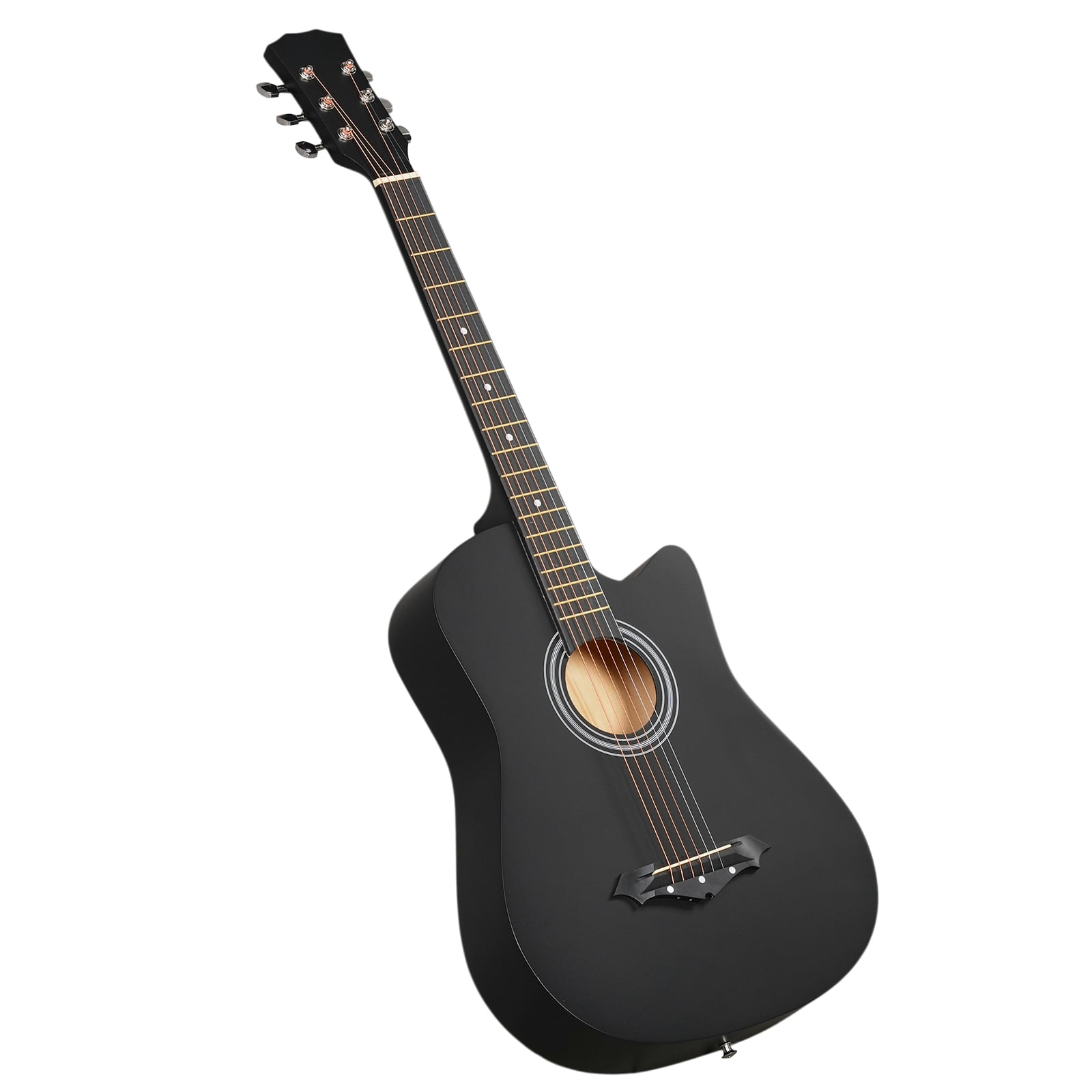 38in Acoustic Guitar with Picks, Strings, Capo, Case, Tuner, and Strap - Matte Black