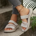 thumbnail image 6 of CAIXIA Womens Sandals Dressy Women's Casual Platform Slide Sandals with Adjustable Hook Loop Strap for Wide Feet Comfort,White, 6 of 9