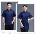 thumbnail image 4 of Summer Chef Coat Polyester Chef Uniform Botones con bolsillos delanteros Traje de catering Moda Moda suministros para cafetería Blue L Scienceny LF000330-20, 4 of 7