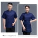 thumbnail image 4 of Abrigo de chef de verano Botones de uniforme del chef de poliéster con bolsillos delanteros Traje de catering Moda suministros de cocina para cafetería azul 3xl Methold LF000330-23, 4 of 7