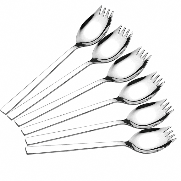 PLERISE 6-Pack Stainless Steel Sporks, 7.6 Inch Flatware Set for Everyday Use, Back to School, Camping, Hiking