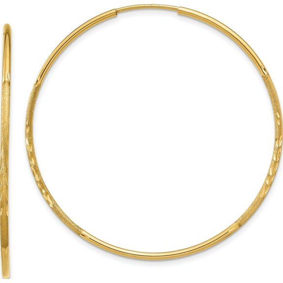 10K Yellow Gold 1.25Mm Diamond-Cut Endless Hoop Earring (Width 41) (Length 41) - Jbsp