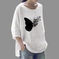 thumbnail image 3 of Camiseta holgada de manga 3/4 con cuello redondo y estampado a la moda para mujer Fridja  fjkfkj3502, 3 of 5