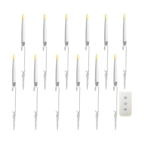 12 velas LED para árbol de Navidad, decoración festiva realista con Carámbanos