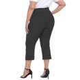 thumbnail image 4 of HDE Women's Plus Size Pull On Capris with Pockets Cropped Pants Charcoal 3X, 4 of 6