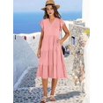 thumbnail image 5 of Womens Summer Dress Ruffle Sleeve V Neck Midi Dresses Tiered Boho Beach Sundress Pink L, 5 of 7