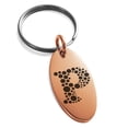 thumbnail image 1 of Stainless Steel Letter P Initial Dotted Monogram Engraved Small Oval Charm Keychain Keyring, 1 of 1