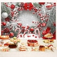 thumbnail image 3 of 6X4FT Merry Christmas Party Backdrop Red Candy Cane Winter Snowflake Xmas Tree Ball Flowers Photography Background New Year Eve Holiday Baby Shower Banner Decoration Photo Props, 3 of 5