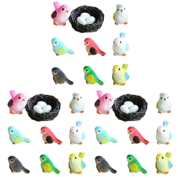 3 Sets Landscape Bird Models Lovely Miniature Birds Figure Animal Artificial Resin