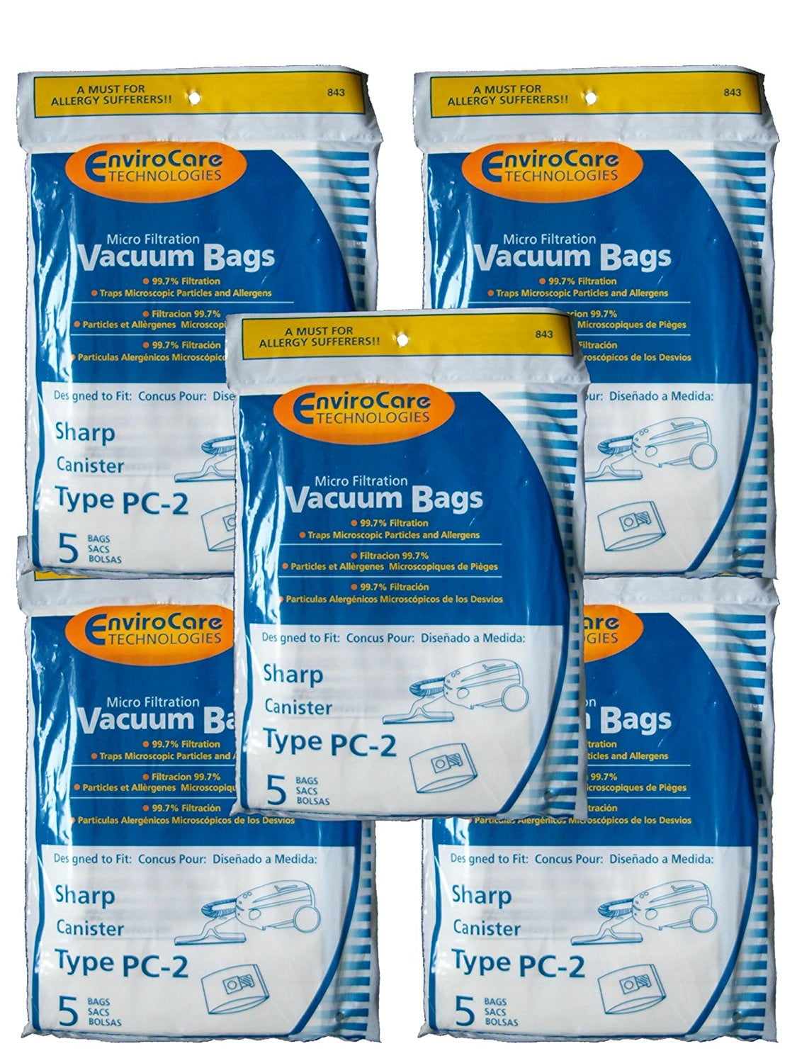 Sharp Type PC2 Canister Micro Envirocare Vacuum Cleaner Paper Bags