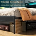 thumbnail image 6 of Homieasy Full Size Bed Frame with Charging Station and LED Strips, Industrial Platform Bed with Headboard and Storage, Steel Slat Support, No Box Spring Needed, Noise-Free, Easy Assembly, Black, 6 of 8